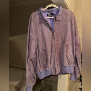 Vintage Ralph Lauren Lavender Suede Bomber Jacket